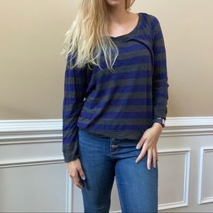 Blue/grey striped long sleeve top